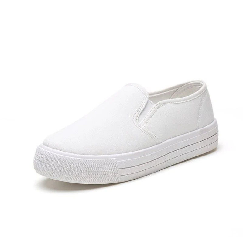 Женская парусиновая обувь черного и белого цвета Женские лоферы на толстом