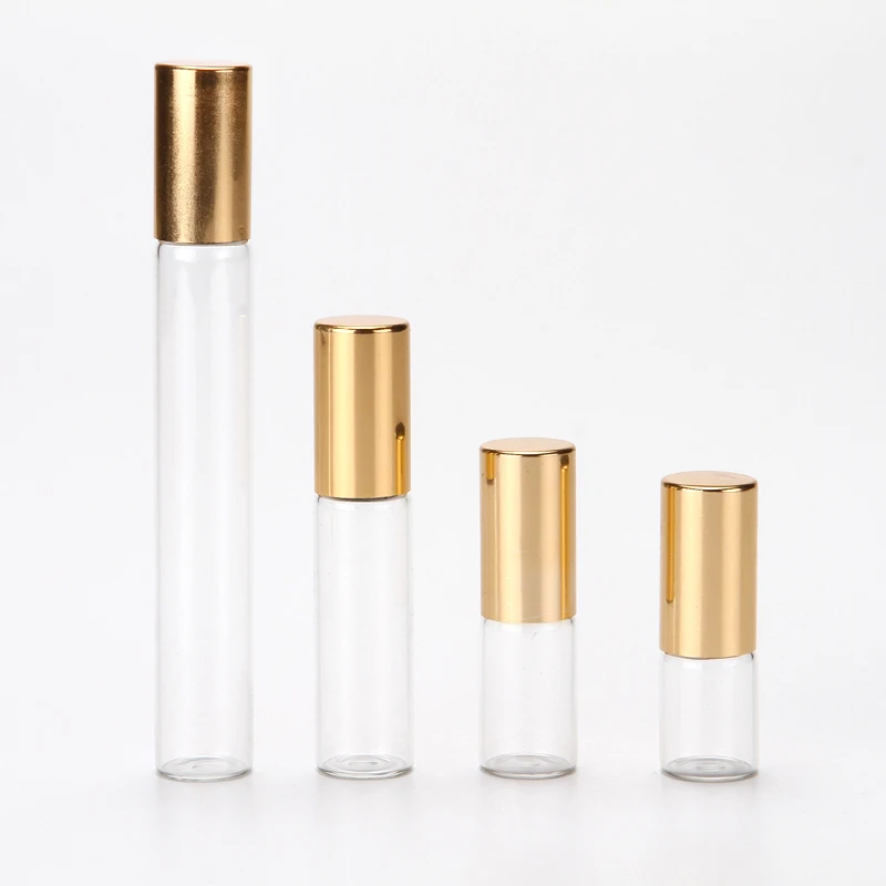 Frasco de Perfume de Vidro Vazia de Óleo Clara Longo Tubo Roll on Garrafa Essencial 100 Pçs – Lote 10 ml