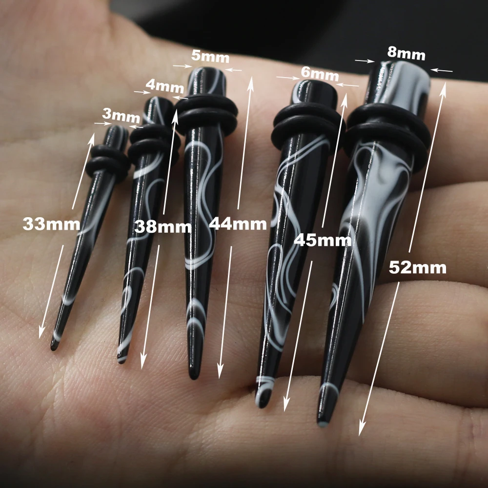 1 шт. черный в полоску с рисунком уха растяжения Акриловые Конус медные