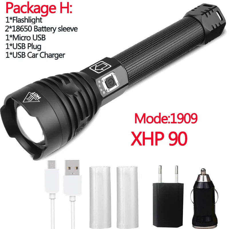 Litwod Z90 1909 XHP90 самый мощный светодиодный фонарик 26650 или 18650 аккумулятор и xhp70.2 тактический фонарик - Испускаемый цвет: Package H