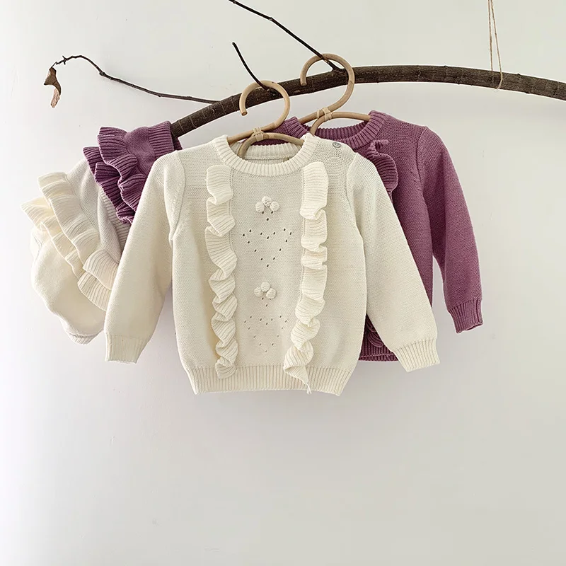 Фото 2020 зимняя одежда для девочек MILANCEL свитер с оборками и шорты пуловер маленьких