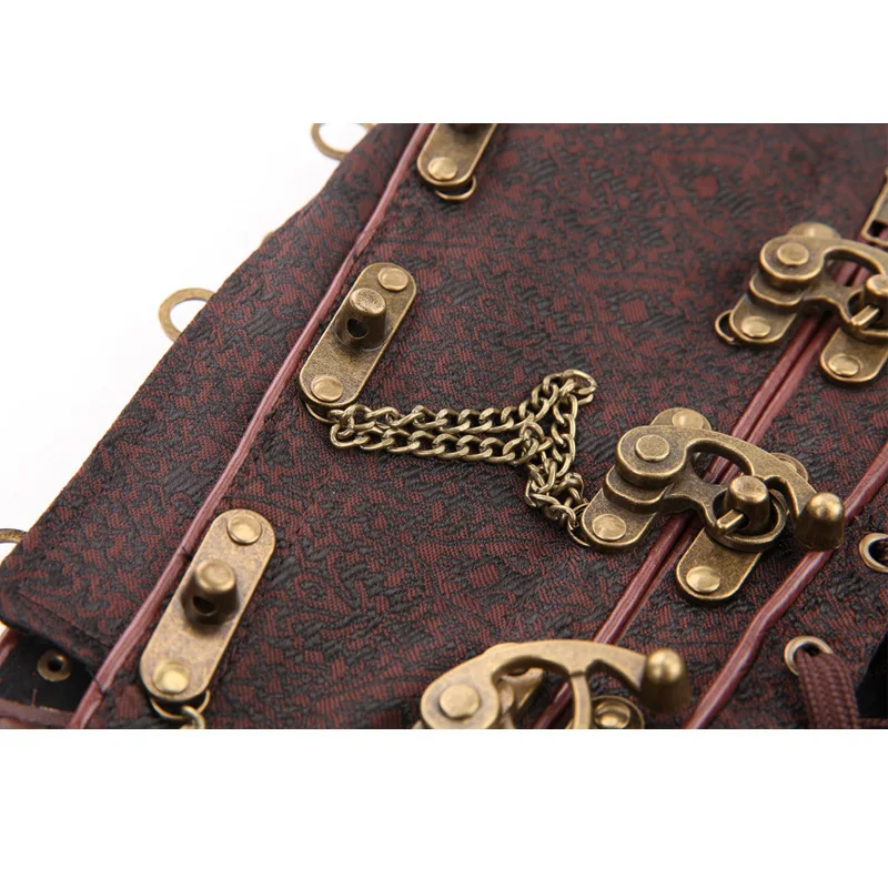 Сексуальное женское стимпанк корсет коричневого цвета размера плюс S 6XL