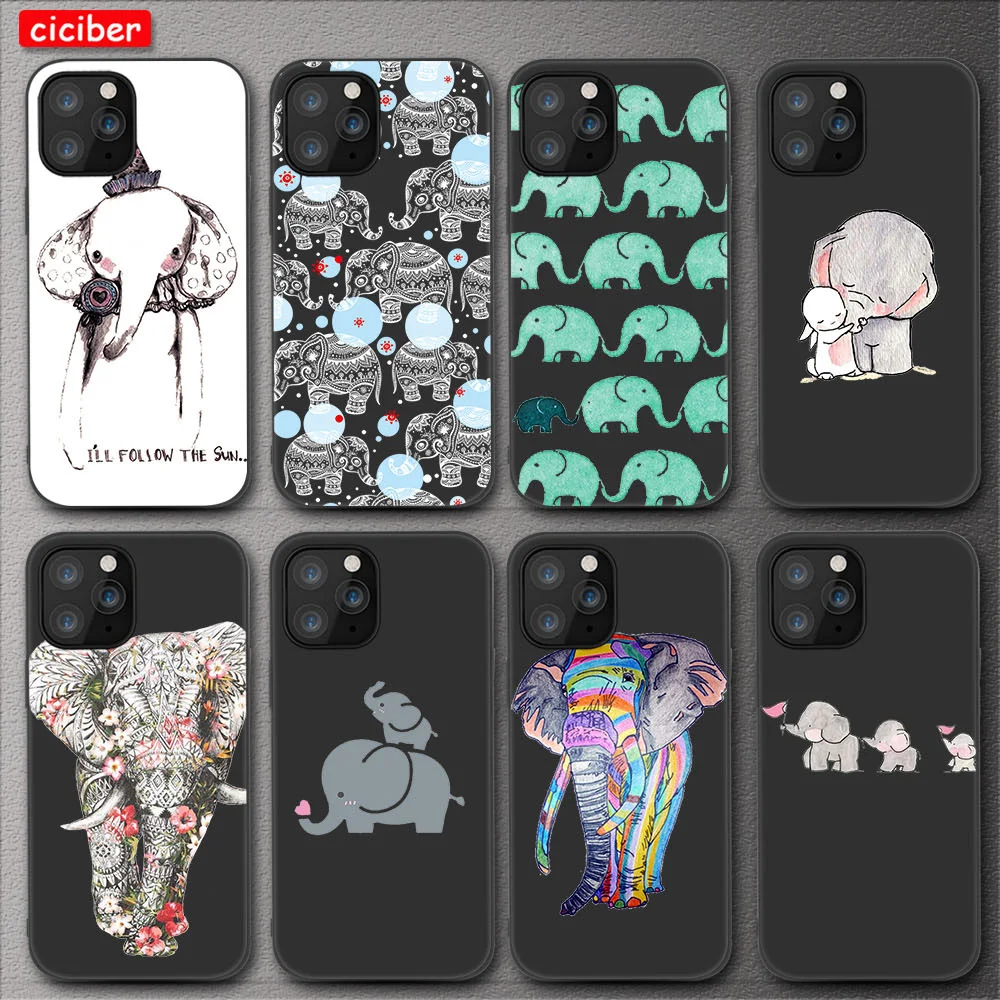 

Cute Elephant Phone Case for iPhone 11 12 Pro Max Mini Cover for iPhone 7 8 6 6S Plus X XR XS MAX 5S SE 2020 Soft TPU Back Funda