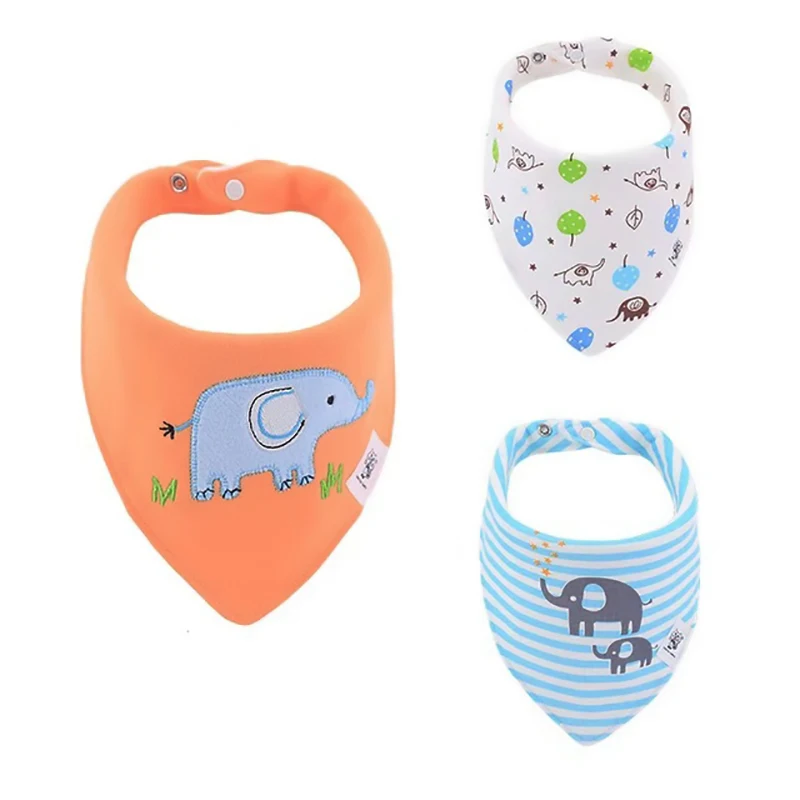 qksj002-8 3-Pack/lot Baby Bibs 100%Cotton Waterproof Cute cartoon print embroidery Saliva Towel Newborn Toddler Infant Boys Girls Stuff - Цвет: qksj002-8