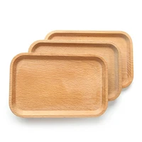 1 pc solid beech wood dish tea tray rectangular dinner plate western food snack dessert serving tray natural wooden tableware