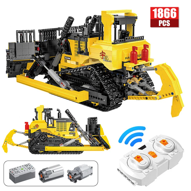 1866 PcsTechnical Engineering Large Bulldozer Car RC APP Programming Remote Control Building Blocks Vehicle Bricks Toys For Kids | Игрушки и