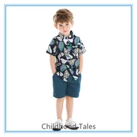 summer hot style childrens clothing boy short sleeved printed shirt multicolor two piece suit kids fashionable sets