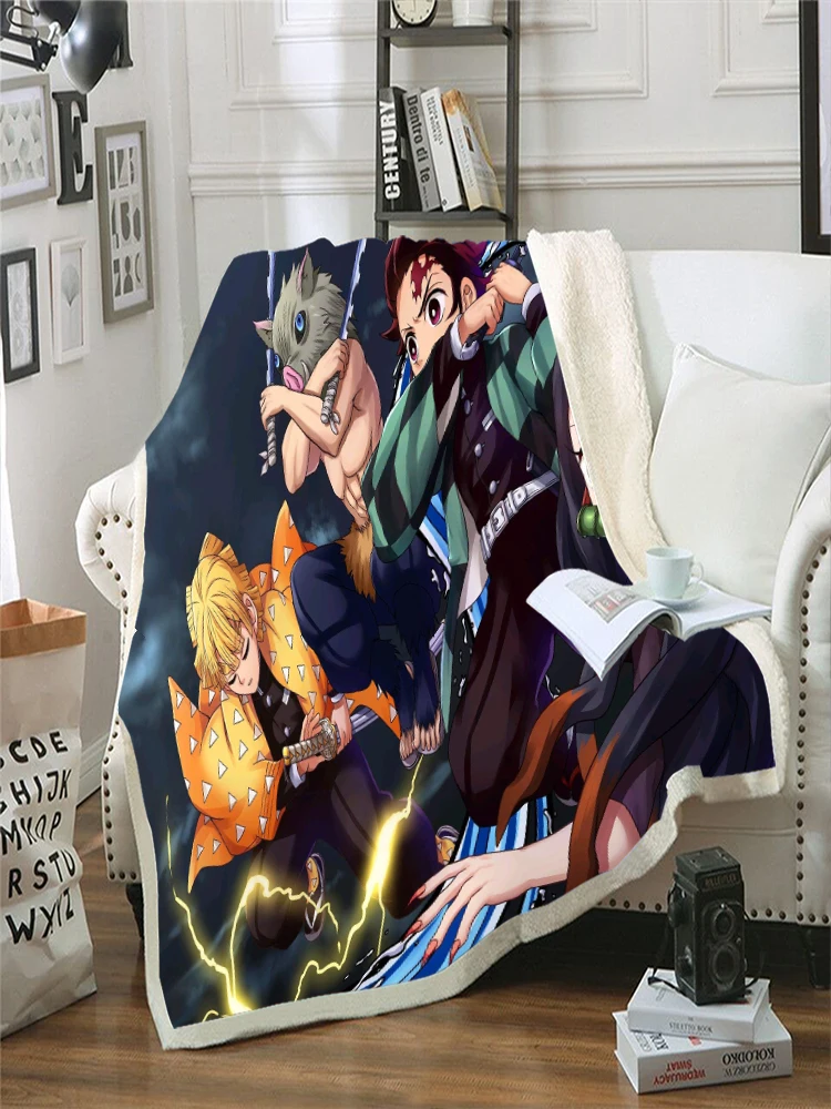 Anime Flannel Blanket Devil's Blade Printing Kids Adult Quilt Home  Decorative Cartoon Demon Slayer Throw Blanket Party Blanket - AliExpress