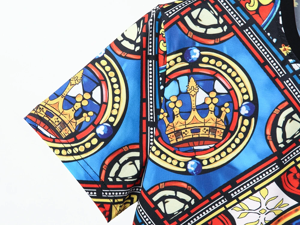 Футболка DUYOU мужская с коротким рукавом дизайнерская рубашка принтом короны и