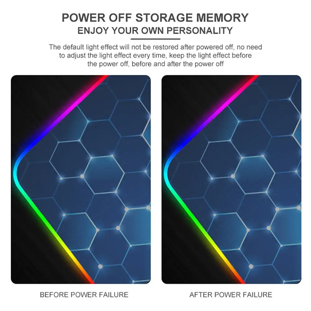 Игровой коврик для мыши 7 цветов RGB мышка с подсветкой толстая резиновая