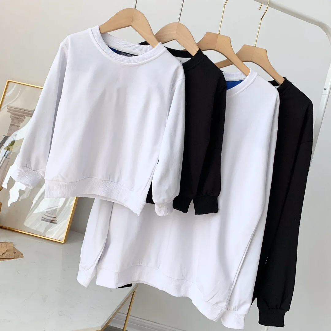 

WE10 New ~ back mosaic letter printing round collar parent-child sweater