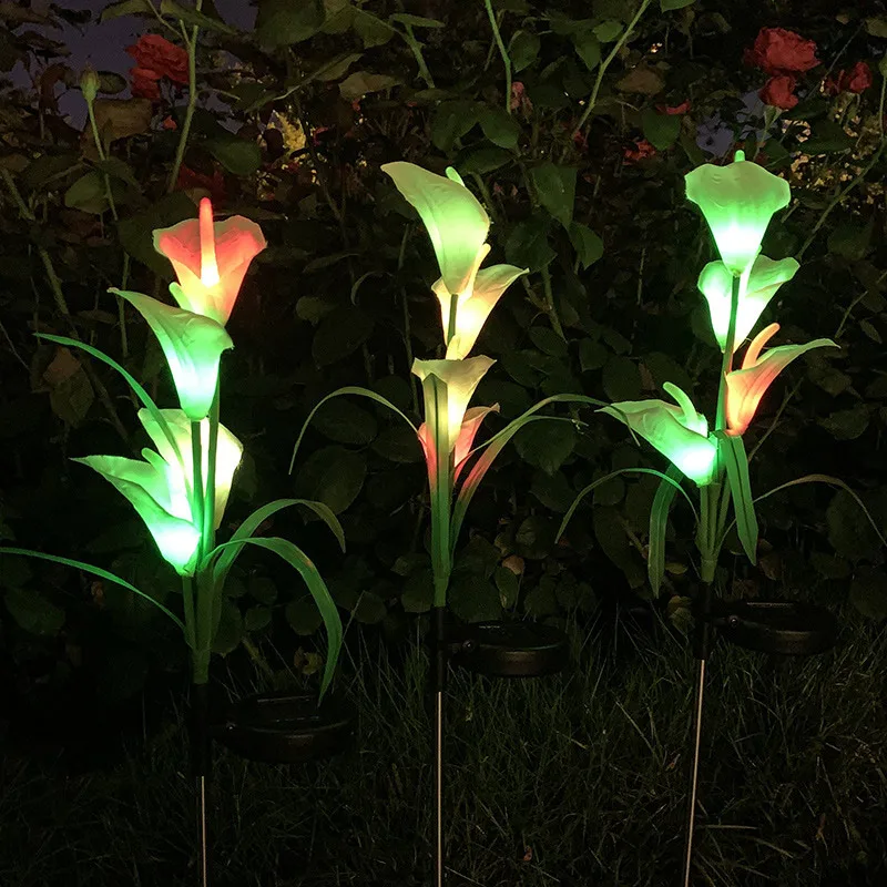 

2Pcs Garden Decoration Led Solar Calla Flower Lamp Waterproof Outdoor Landscape Lighting Solar Light Courtyard Pathway Lawn Lamp