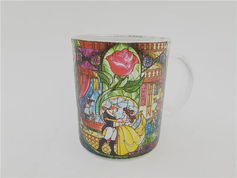 

Disney Beauty and the Beast transparent glass cup teapot lady and teacup brother cartoon cute avatar milk cup
