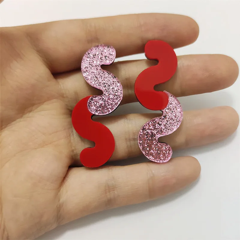 KUGUYS Мода ювелирные изделия ярко розовые блестящие серьги для женщин Pendientes