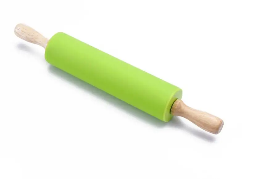 Длина 43 см силиконовая Скалка с ручка из резины и дерева инструмент для