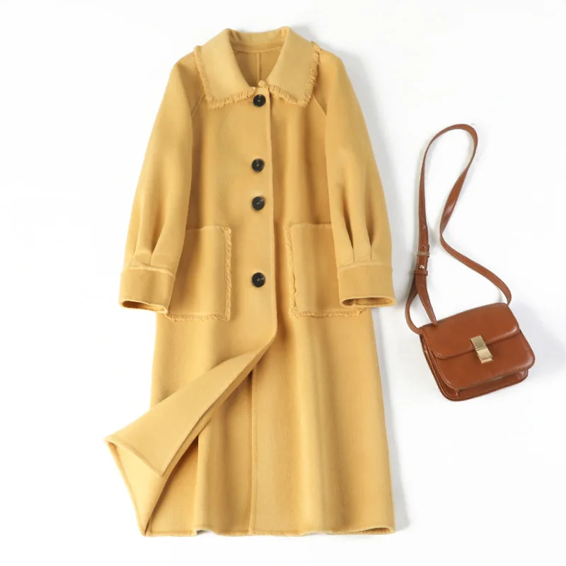 Зимнее пальто женское элегантное шерстяное Женская одежда Длинная шерстяная