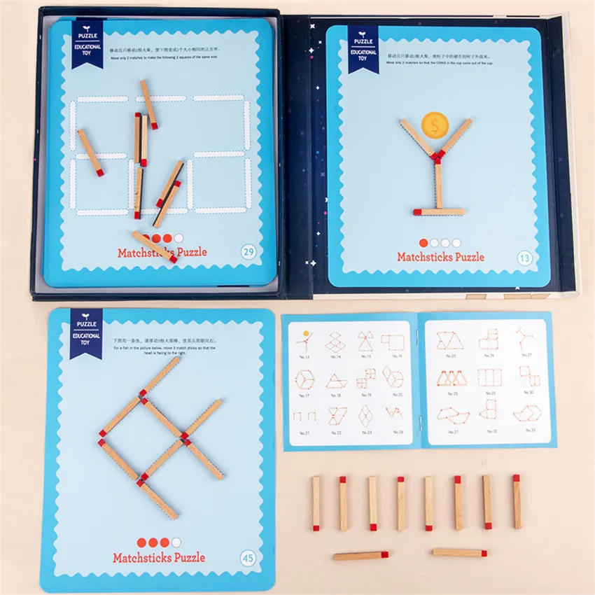 

Montessori Wooden Matches Puzzle Magnetic Thinking Matching Game DIY Math Geometry Logic Training Educational Teaching Aid Toys