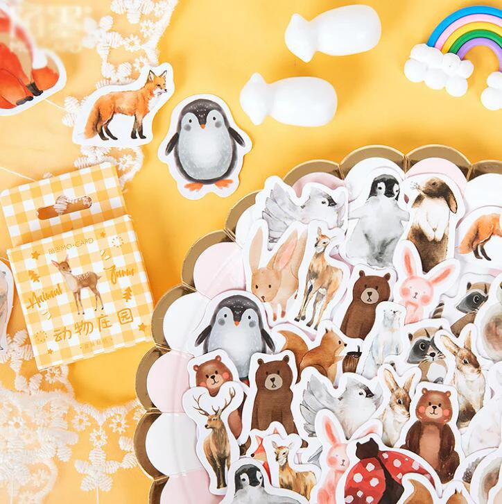 46 шт./компл. милые канцелярские наклейки из серии животные s сделай сам альбом для
