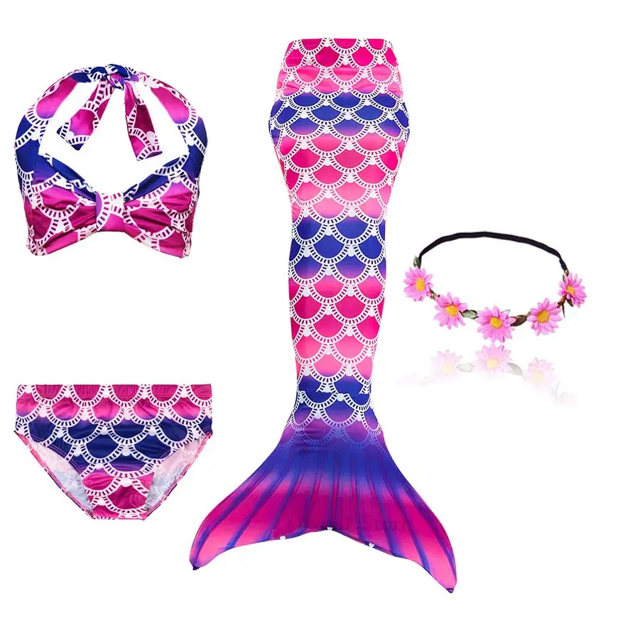 Package 3 NEW The Little Mermaid Tail with Garland Ariel Mermaid Swimsuit for Kids swimmable Bathing Suit Costume Cosplay - Цвет: Package 3