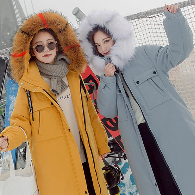 Женские зимние пальто 2019 куртка с меховым воротником зимнее плотное теплое