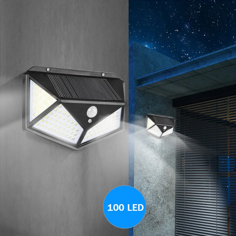 100 светодиодный солнечный светильник Водонепроницаемый светодиодные лампы на