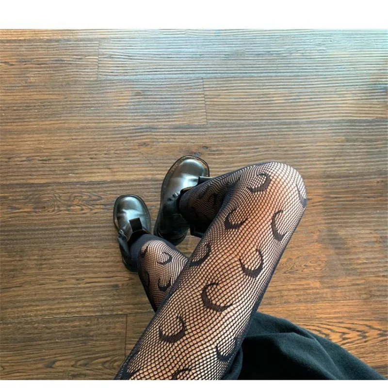 

Black Moon Socks for Women Fishnet Sexy Designer Hollow Out Stockings Samll Mesh Fashion Sweet Girls Thin Socks Females