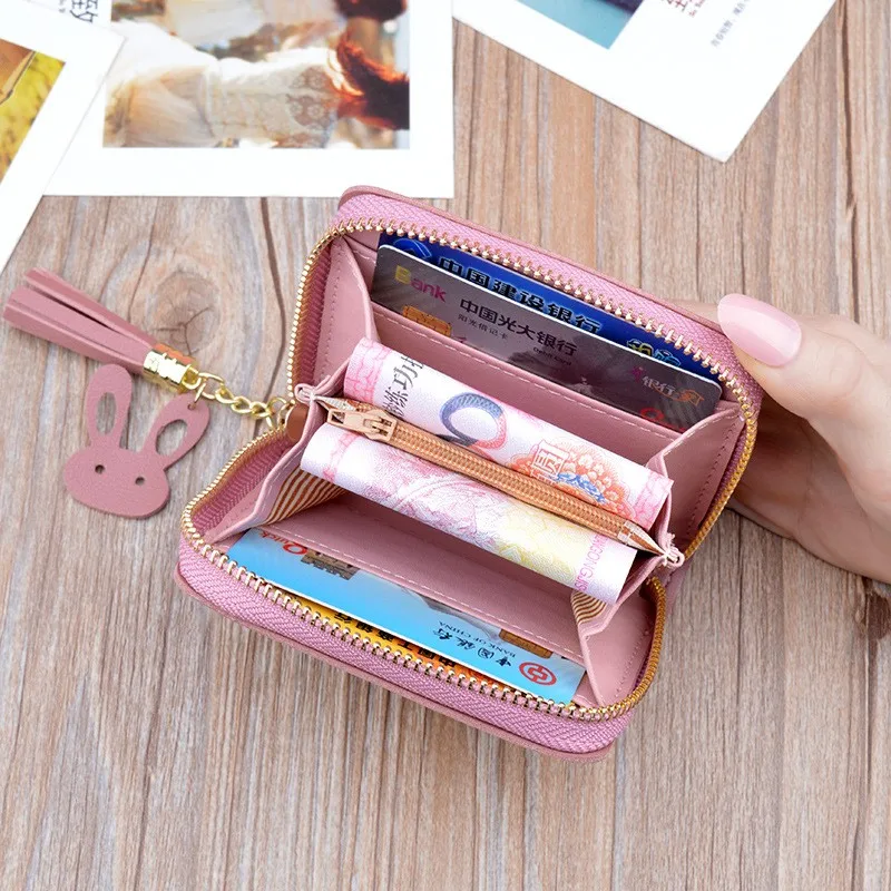 

Womens Embroidery Small Short Wallet Tassel Trend Zipper Card Bag High Quality Multifunction Coin Purse Portable Female Clutch