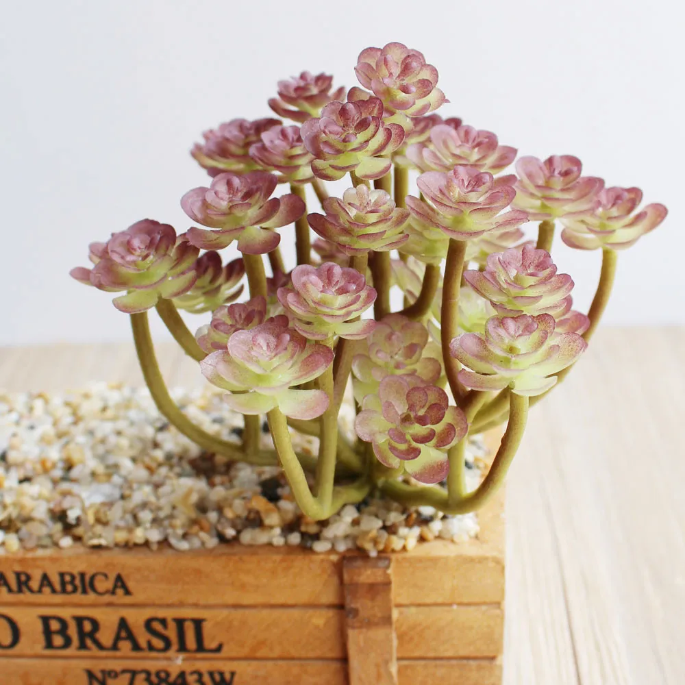 Искусственные суккуленты фиолетовые флокированные украшения для дома и сада