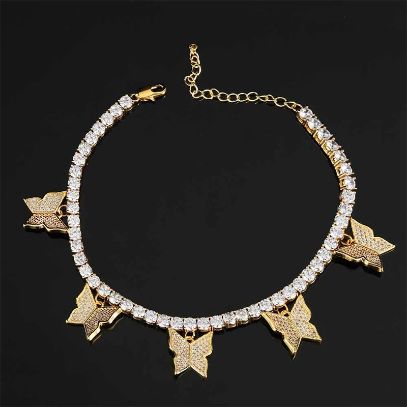 

Fashion Butterfly anklets for women leg bracelets shining Rhinestone foot ankle bracelet femme trendy gold plated jewelry