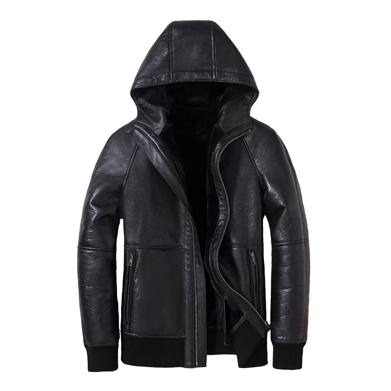 Натуральный мех пальто короткие мужские Куртки из натуральной овечьей кожи