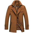 Мужское шерстяное пальто, повседневное приталенное пальто красного цвета, с двойным воротником, для зимы, 2020