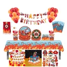 Пожарная машина мультфильм 130*220 см одноразовая пластиковая скатерть для детской вечевечерние НКИ пожарный стол праздничные принадлежности