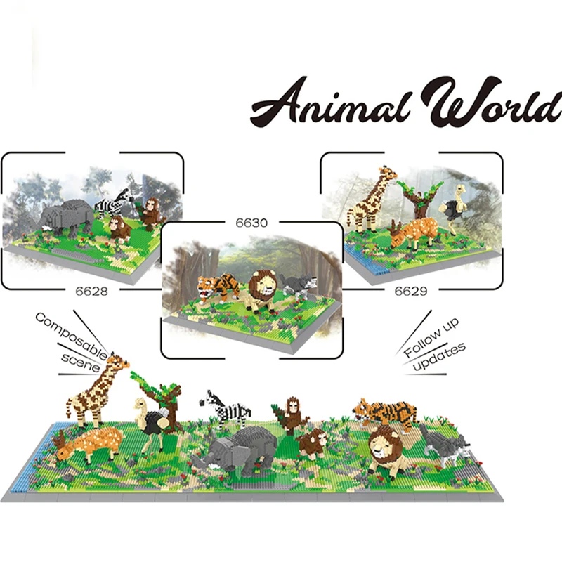 Конструктор в виде животных пингвин панда Акула полярный медведь тигр Лев