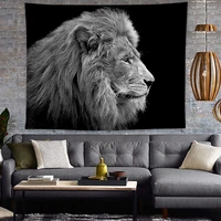 nordic fashion hanging cloth american home decoration tapestry mural beach towel tapestry black and white lion printing blanket