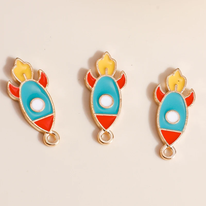 10pcs 11*25mm Cartoon Aviation Rocket Charms for Jewelry Making Enamel DIY Earrings Pendants Bracelets Accessories - купить по