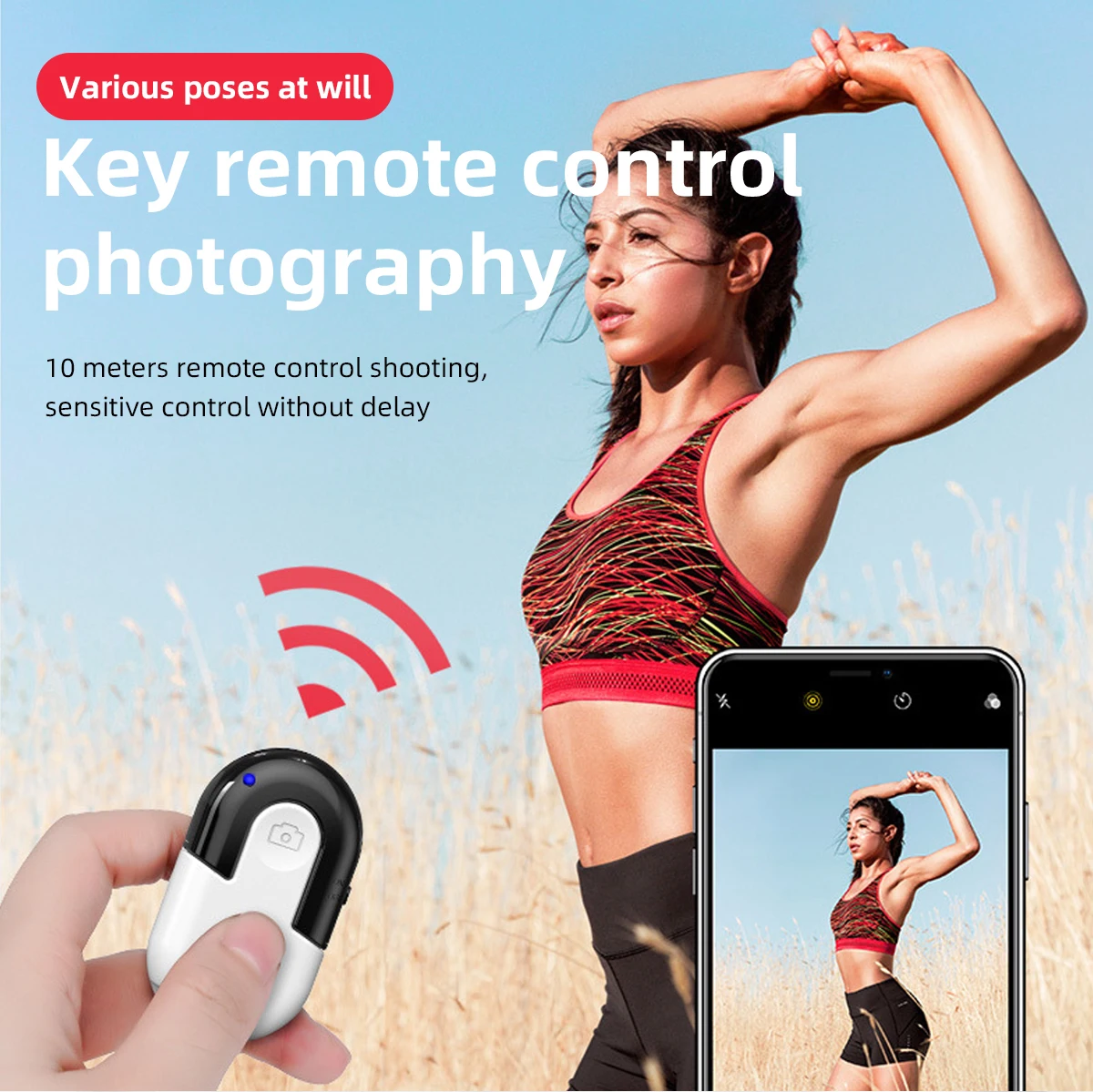 

Mini Bluetooth-compatible Remote Control Button Wireless Controller Self-Timer Camera Stick Shutter Release Selfie for iphone 6s