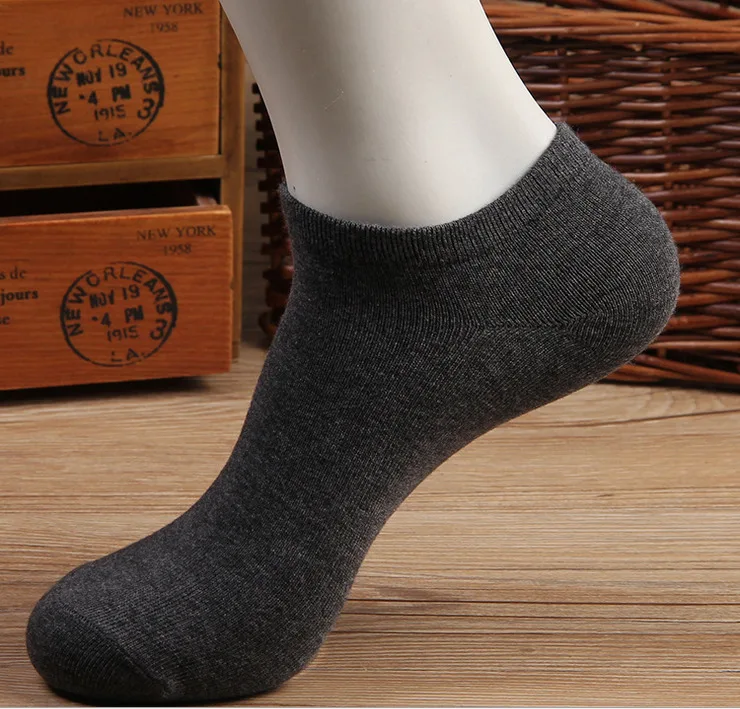 Мужские носки без показа повседневные черные низкие хлопковые тонкие дышащие