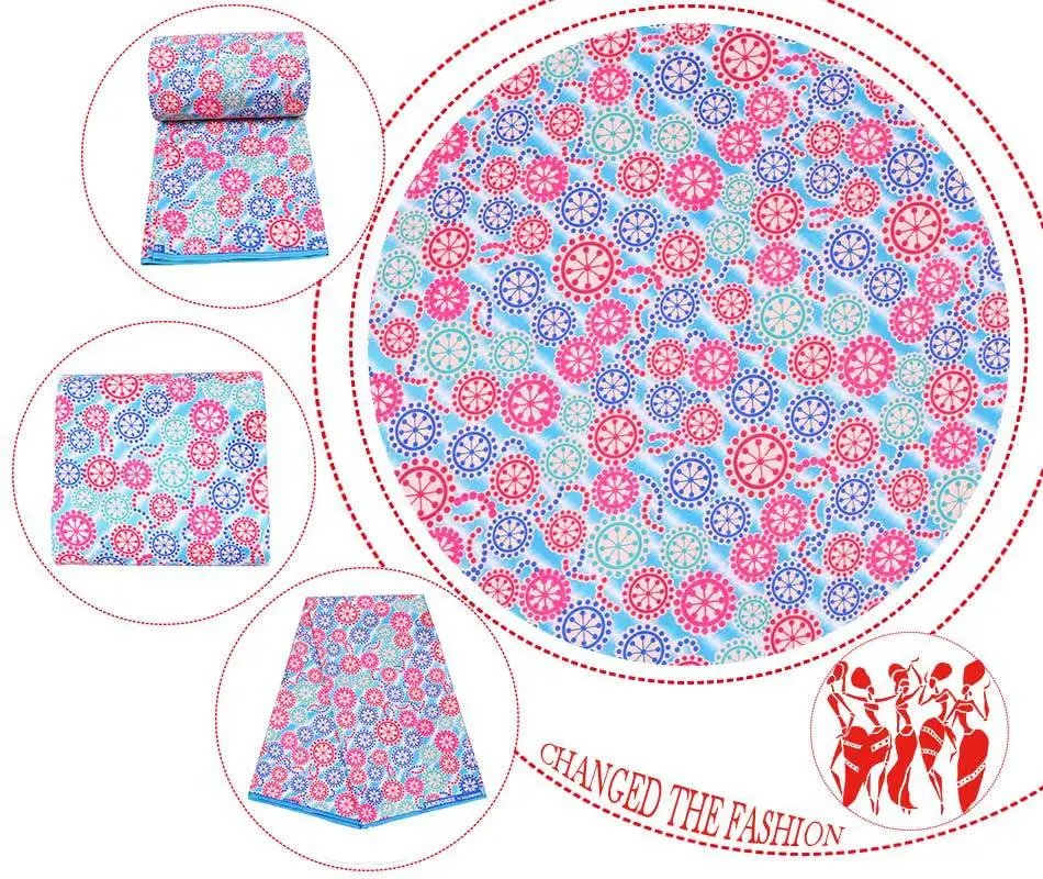 

Flower Printed 100% Polyester African Ankara Wax Fabric High Quality Ankara African Wax Fabric Prints for Party Wedding 110cm