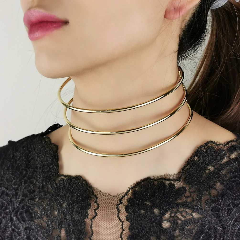 

New Design Trendy Alloy Torques Choker Necklaces For Women Chunky Metal Collar Statement Necklace Maxi Jewelry Bijoux 2022 UKMOC