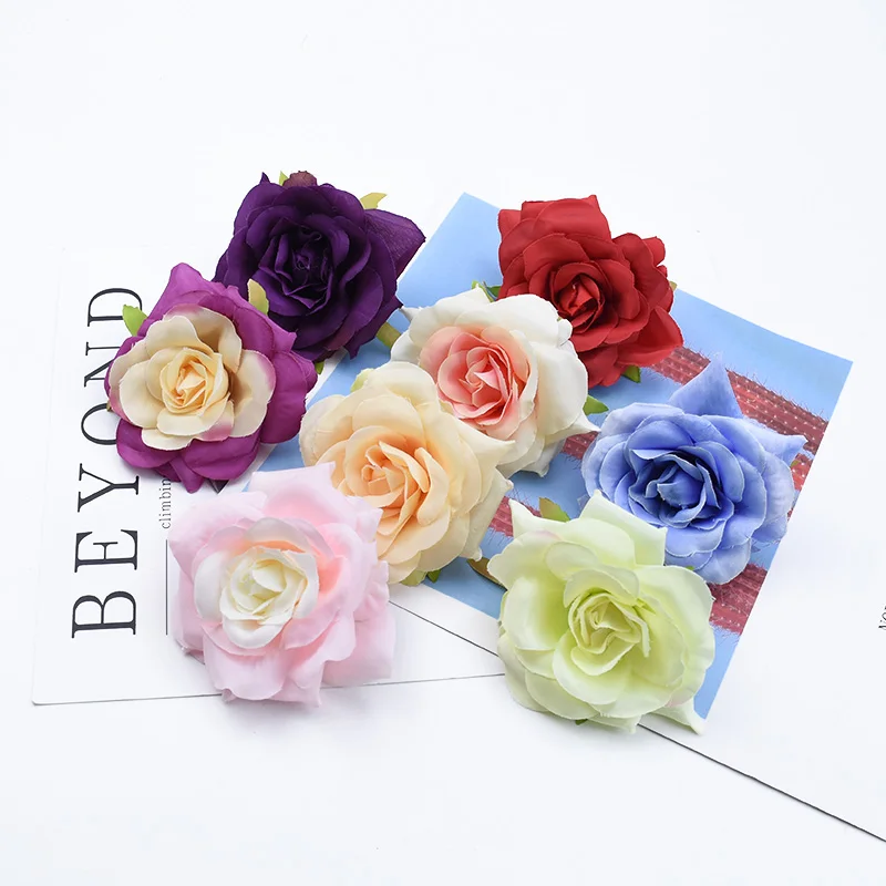 Искусственные цветы шелковые розы 8 см свадебные декоративные на стену сделай