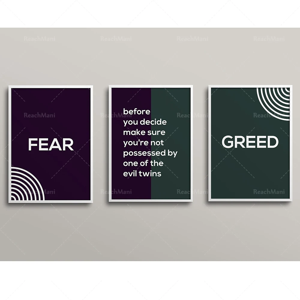 

Evil twins fear greed investing print stock quote typography, bitcoin wall art print poster