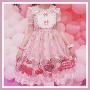 japanese style girls kawaii jsk lolita princess tea party dress women sweet bow ruffle doll maid anime cosplay costumes t shirt free global shipping