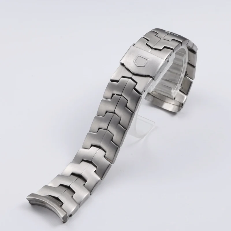 

New 22mm Silver Solid 316L Stainless Steel Watchband For TAG Heuer Deployment Clasp Curved End Wrist Bracelet Stock Watch strap
