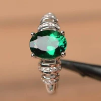 simple fashion new 2021 popular oval green zircon ring jewelry for ladies girl party jewelry gift