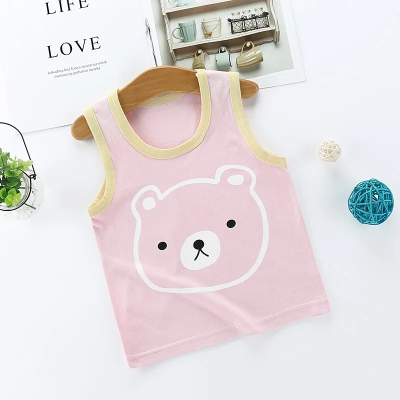 2019 летний детский жилет без рукавов хлопковая Повседневная Милая Одежда для