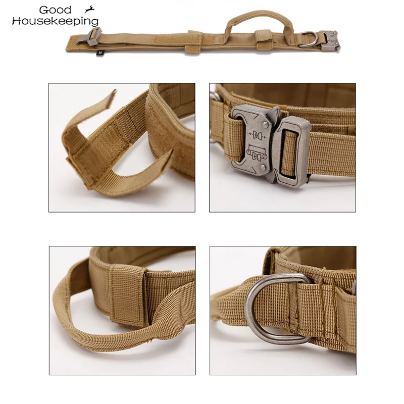 

Adjustable Tactical Dog Collar Leash Military Heavy Duty Metal Buckle With Control Handle For K9 Outdoor Dog Hunting Training