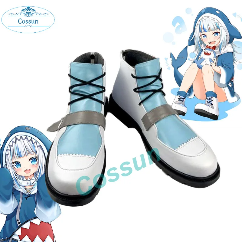 

Hololive Vtuber Gawr Gura Cosplay Shoes PU Leather Shoes Halloween Carnival Boots Cosplay Prop Custom Made women
