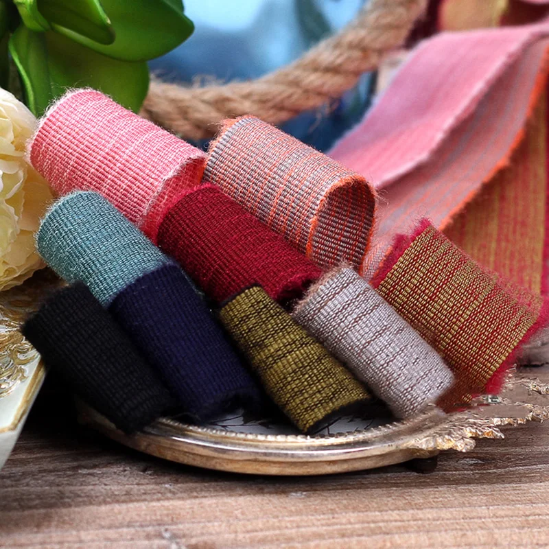 

5yards 25mm/38mm Contrast Stripes Fluff Grosgrain Ribbons for DIY Bow Hair Accessories Material Gift Bouquet Packaging
