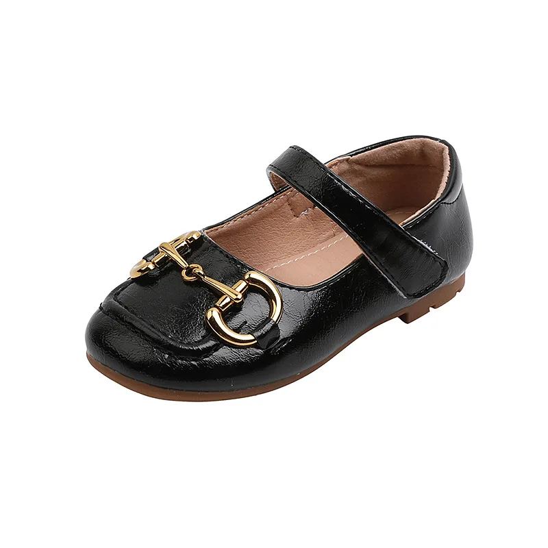 

2021 New Girl Princess Flats Girls Shoe Metal Buckle 1-3 Year Old Child Semi-sandal Soft Bottom Solid Color Female Baby Shoes