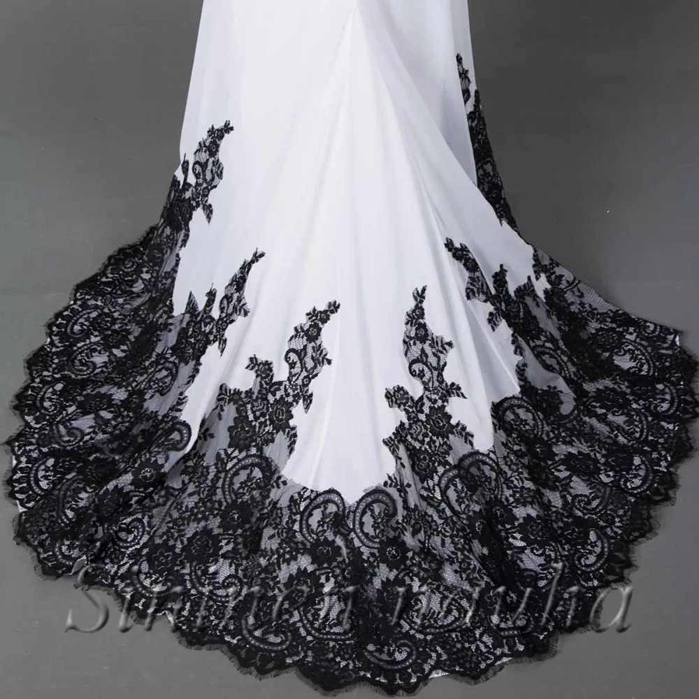 

Mermaid White Black Lace Evening Dresses Off Shoulder Long Sleeves Formal Dress for Wedding Vestidos De Festa Robe De Soiree 444